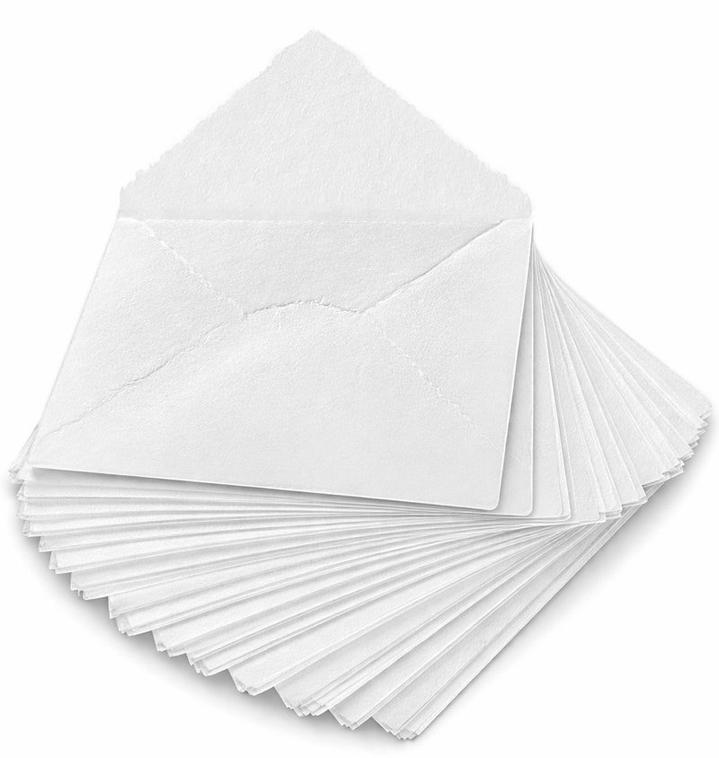 KhpalKar 20 Pieces Handmade White Cotton Paper Envelopes with Deckle Edge Size 6.5 x 4.5 Inches Invitation Envelopes for Wedding Cards Announcements Greeting Cards & DIY Crafts - Image 1